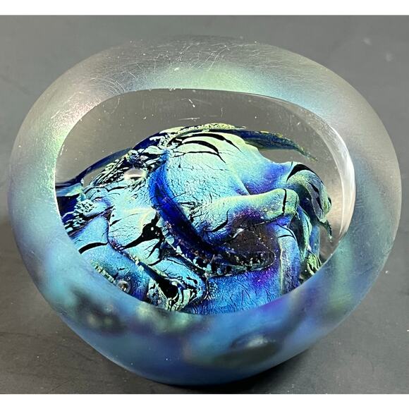 1989 Mark Wells Art Glass Paperweight Vintage - Picture 12 of 15